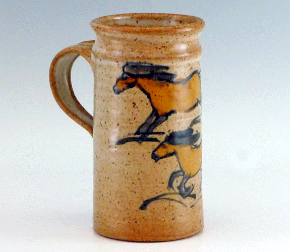 Tall mug with horse design by Frank Gosar